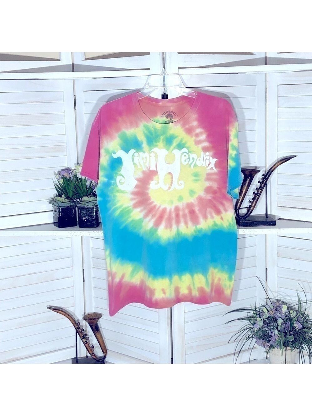 Jimi Hendrix Tie Dye Cotton T-Shirt Large
